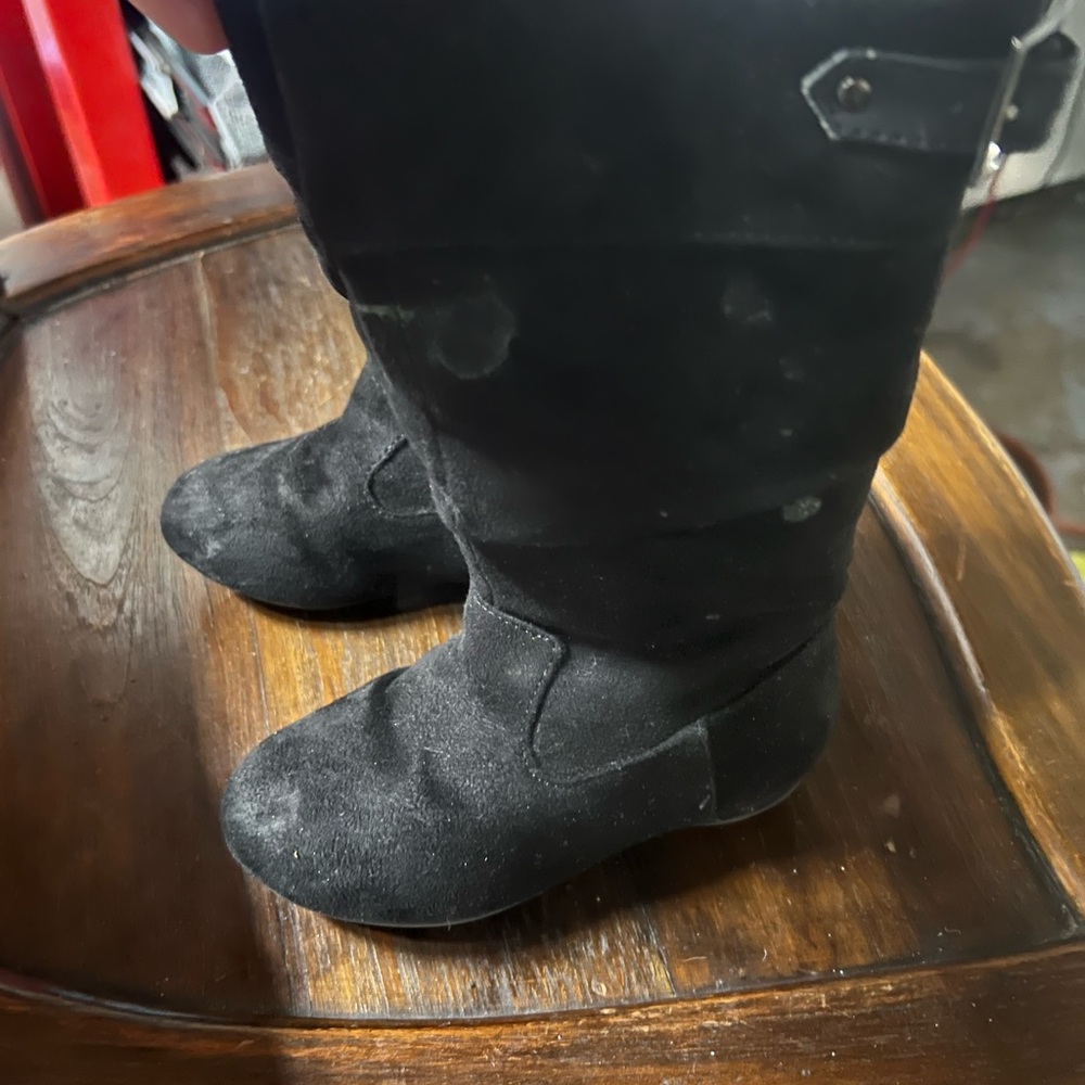 Girls youth Black Suede High Boots